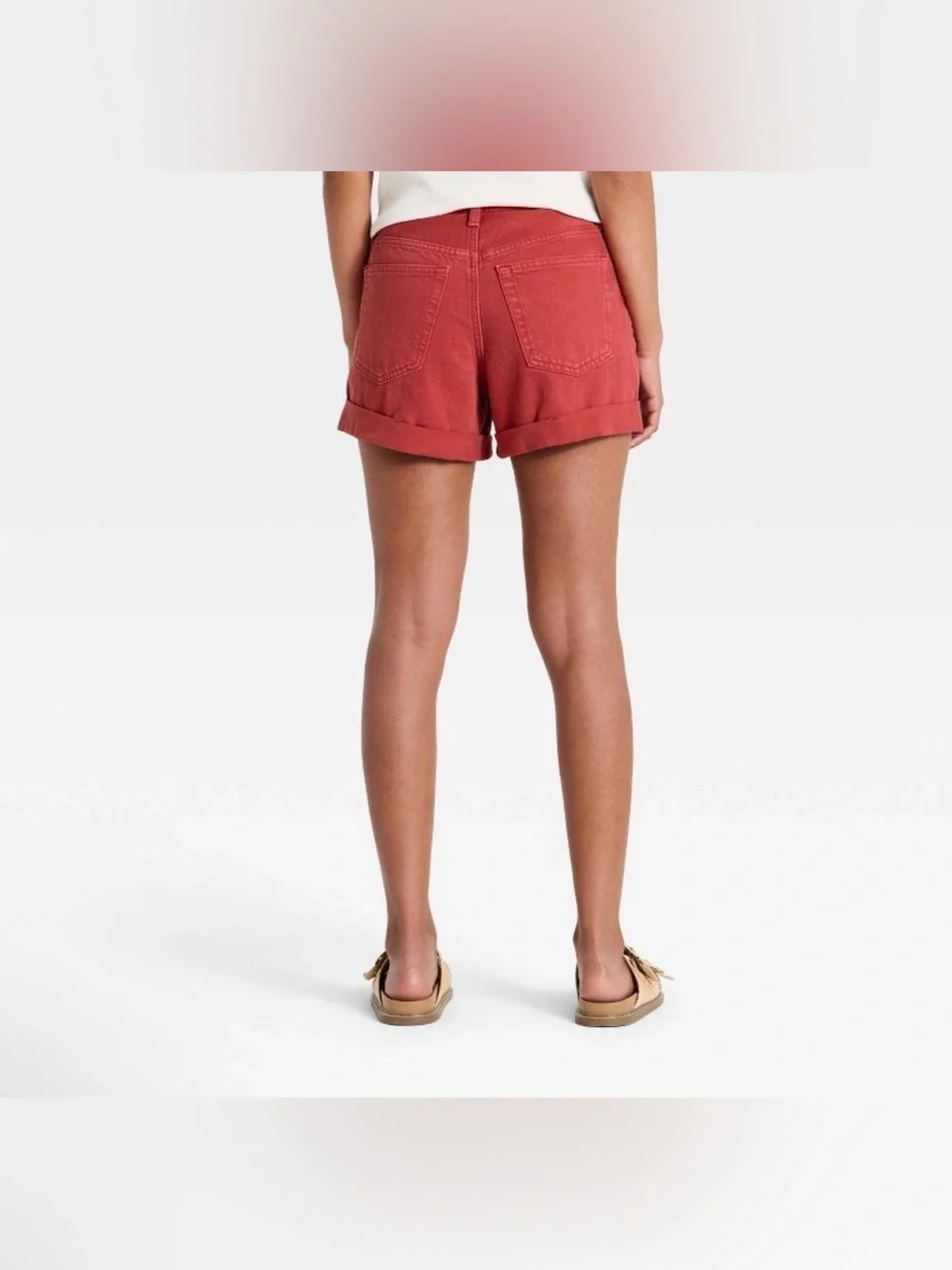 Women's Mid-Rise 90s Baggy Cuff Denim Shorts - Universal Thread™ Red 14